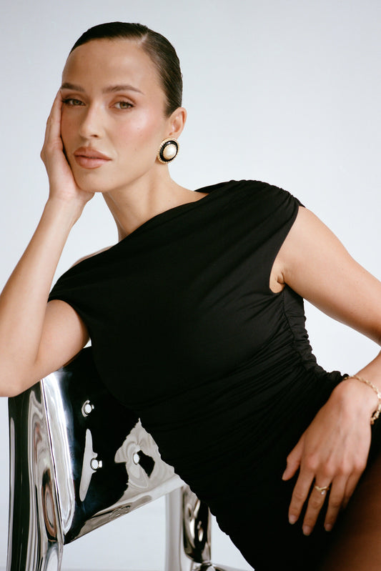 Alayna Slinky Fırfırlı Üst - Siyah