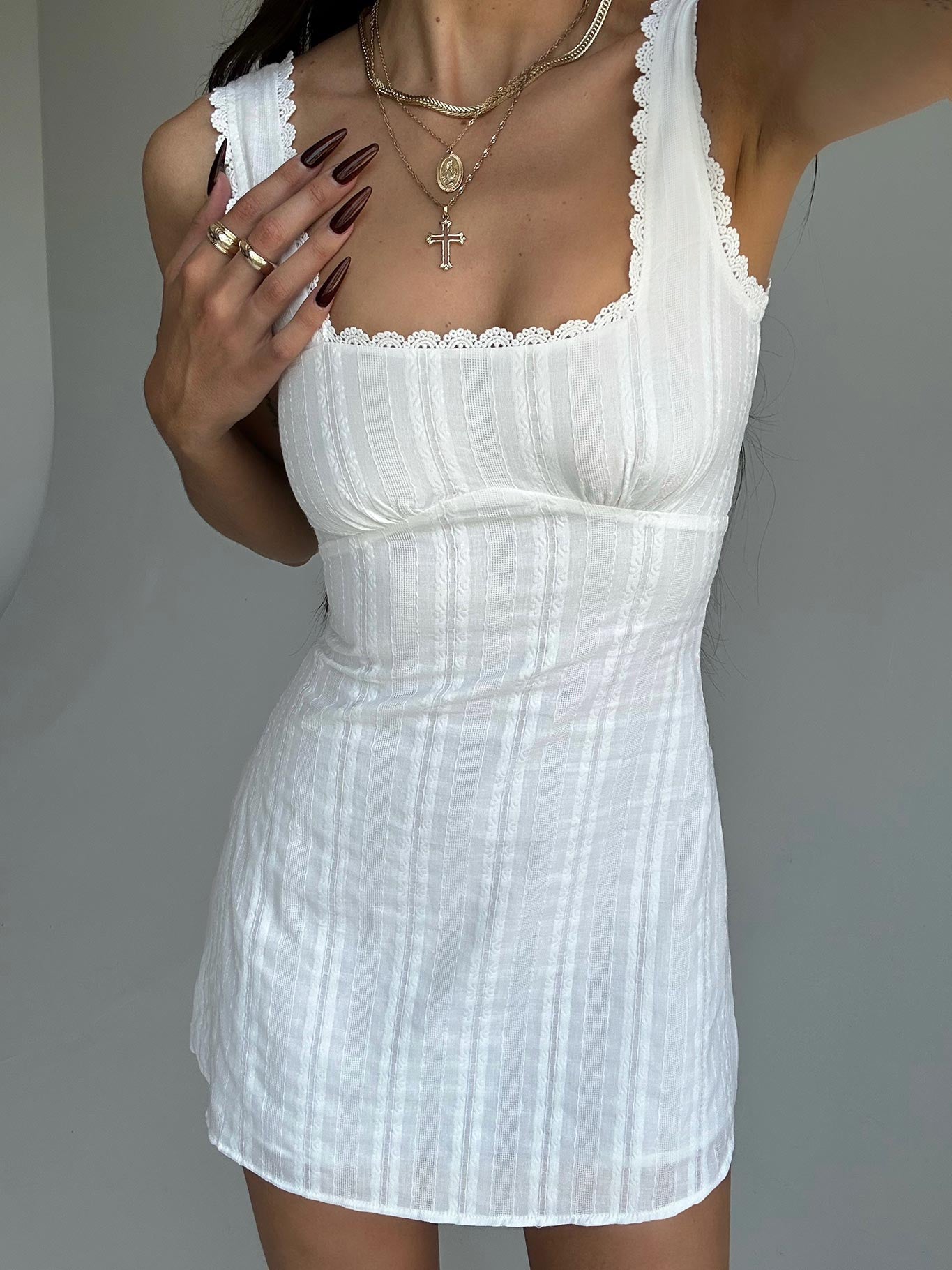 Dasha Mini Elbise Beyaz Düşük Etki