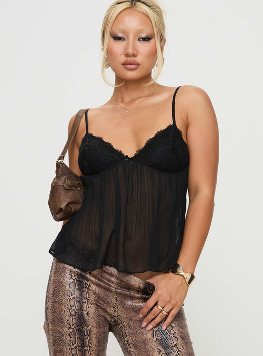 Zami Plise Üst Siyah