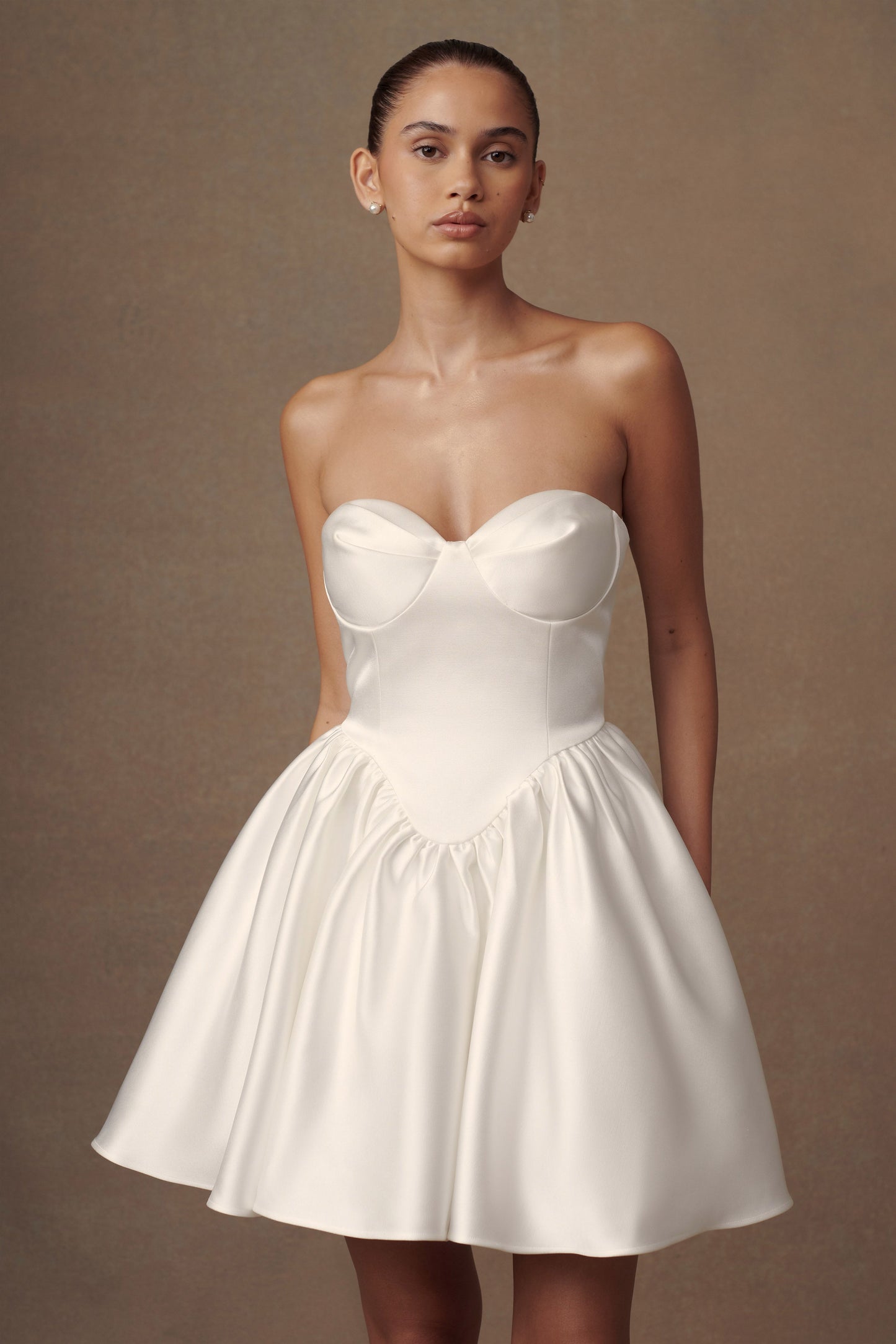 Hollie Korse Mini Elbise - Beyaz