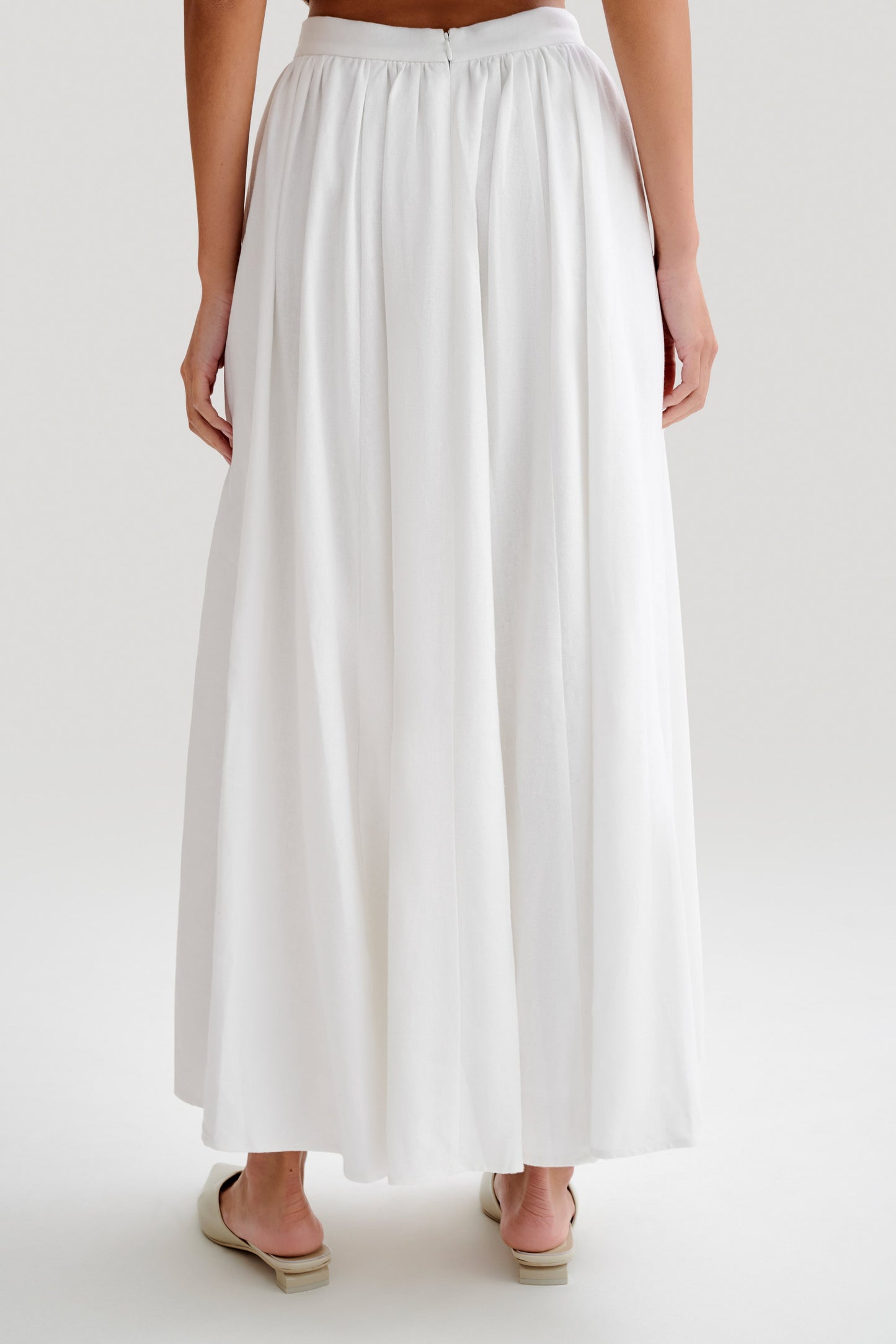 Clarence Linen A-Line Maxi Etek - Beyaz