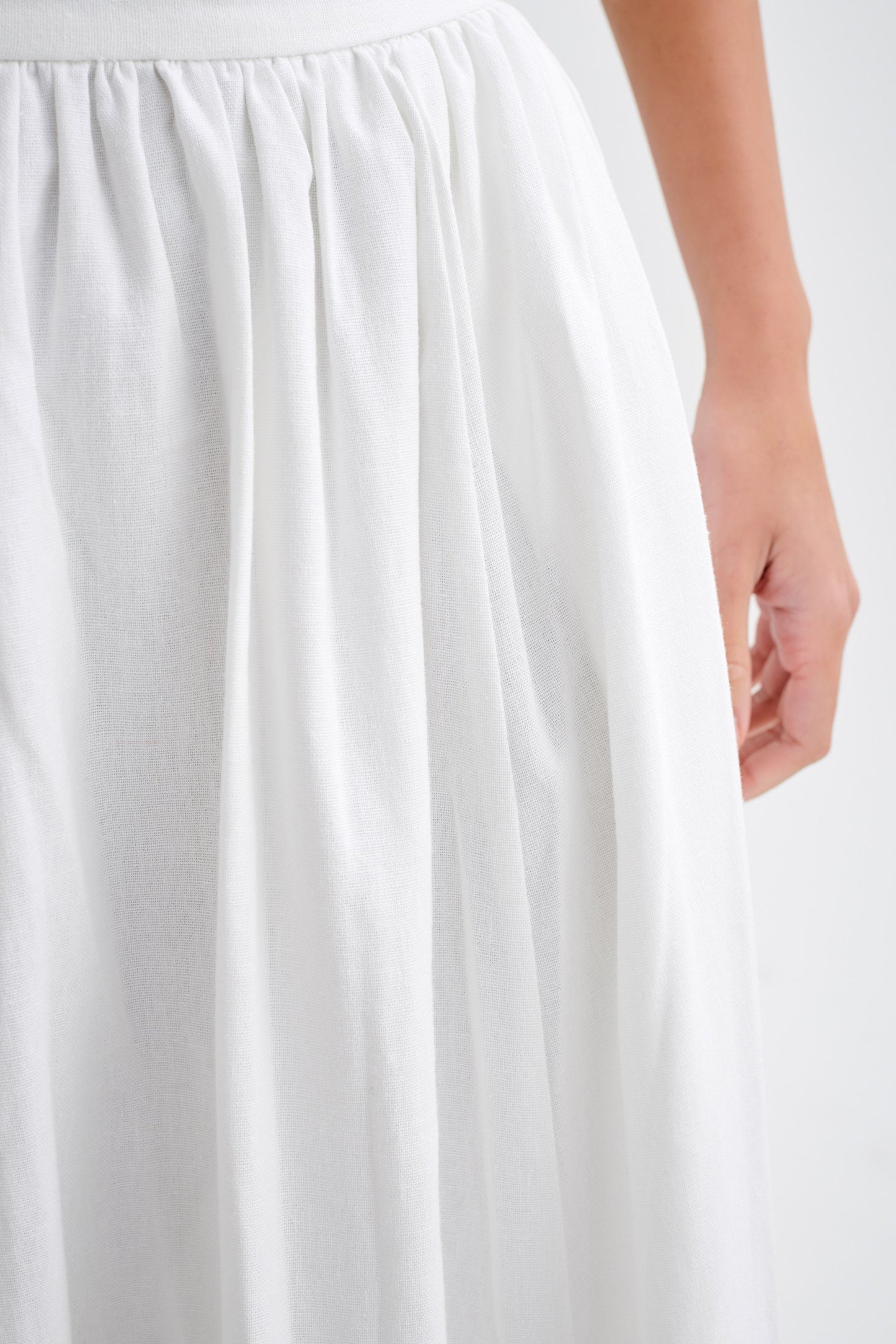 Clarence Linen A-Line Maxi Etek - Beyaz