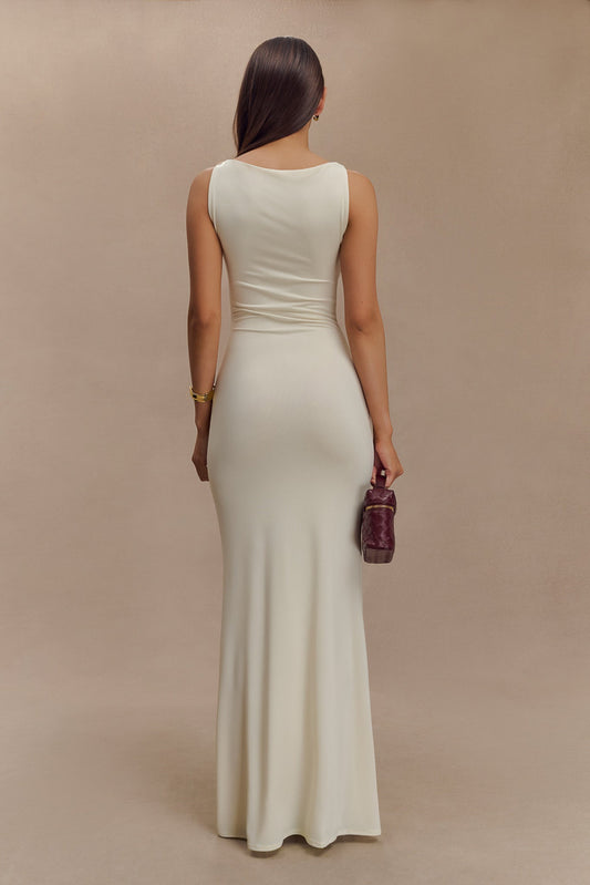 Tarna Kolsuz Slinky Maxi Elbise - Bej