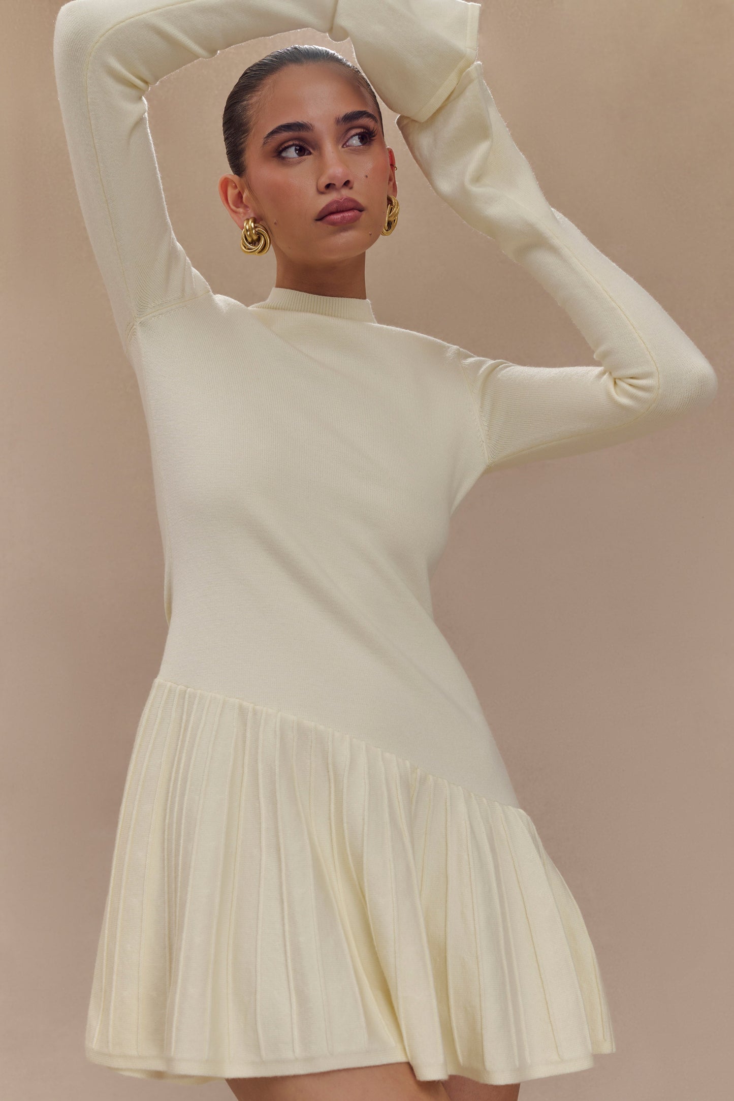 Blair Düğmeli Mini Elbise - Ivory