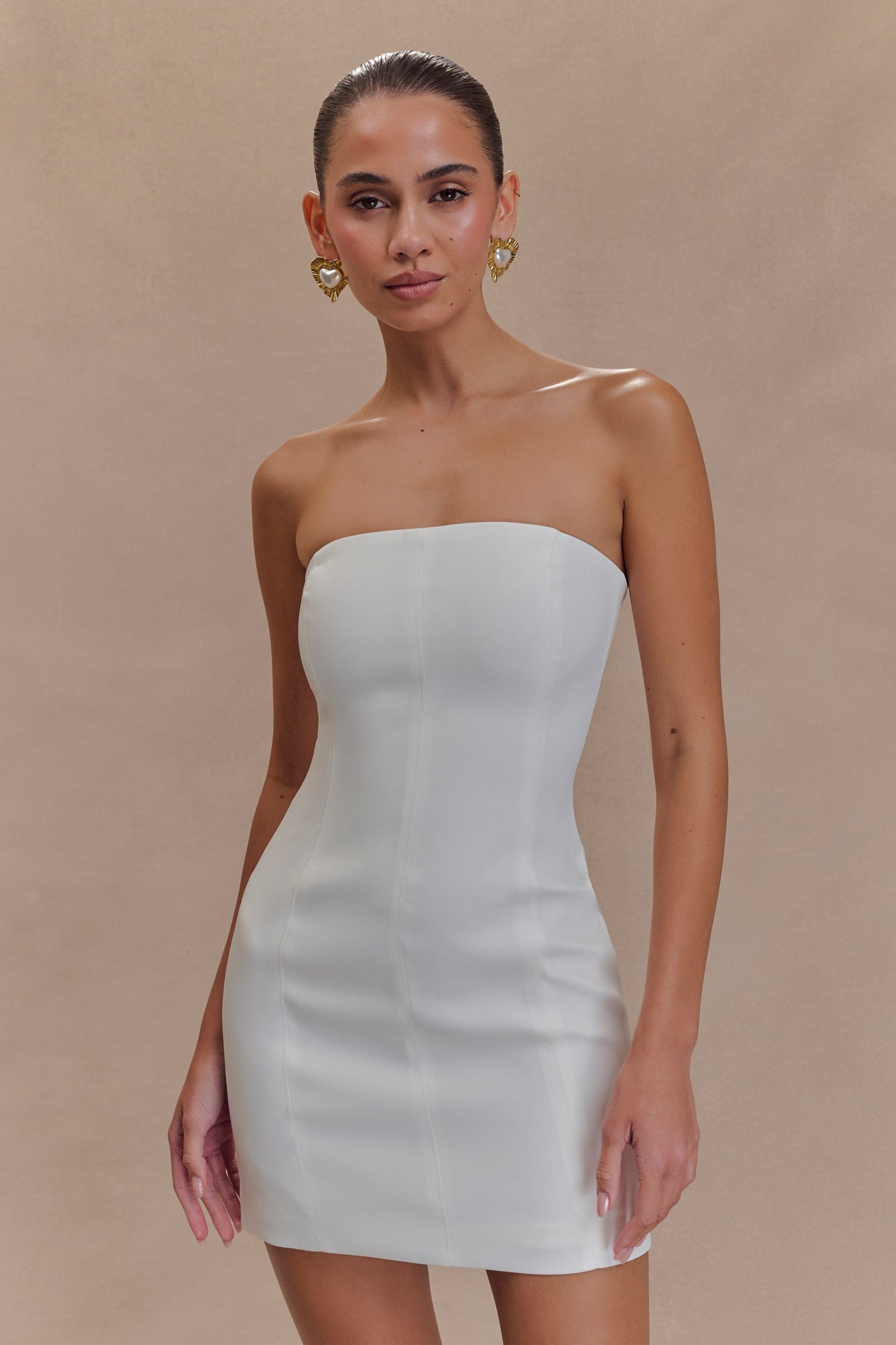 Maci Crepe Mini Elbise - Beyaz