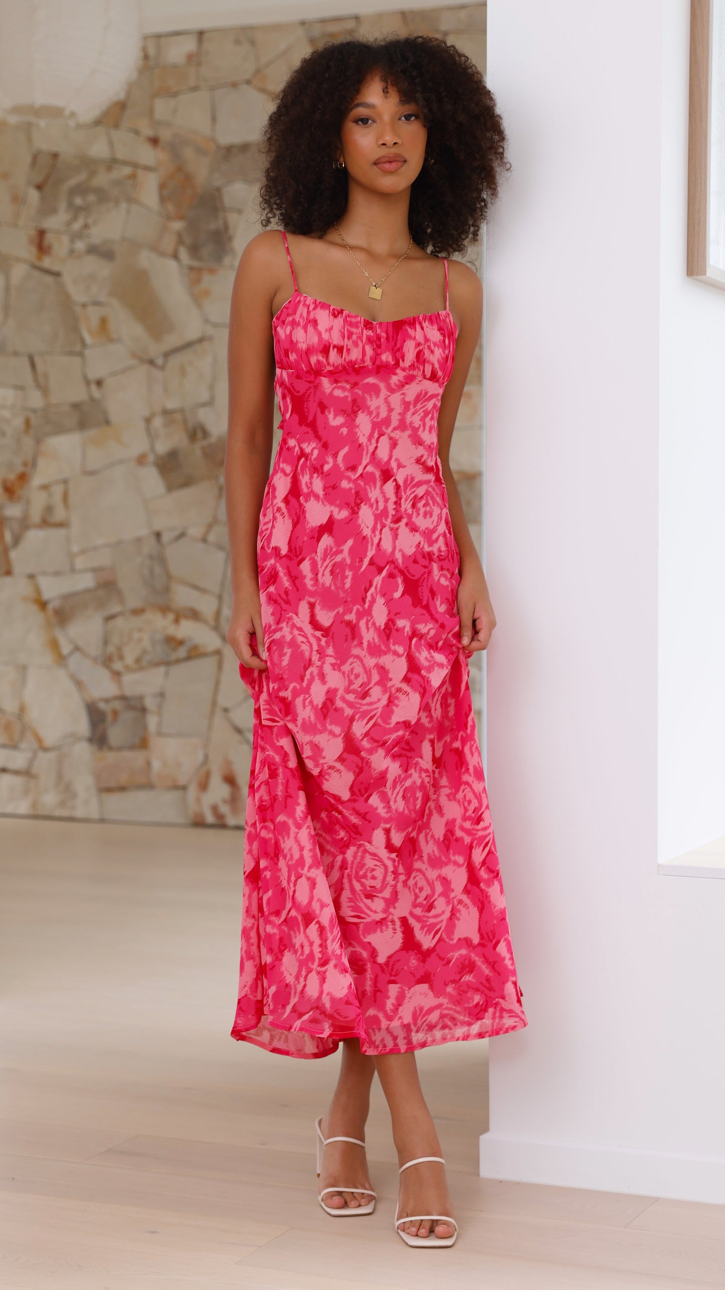 Margie Midi Elbise - Pembe