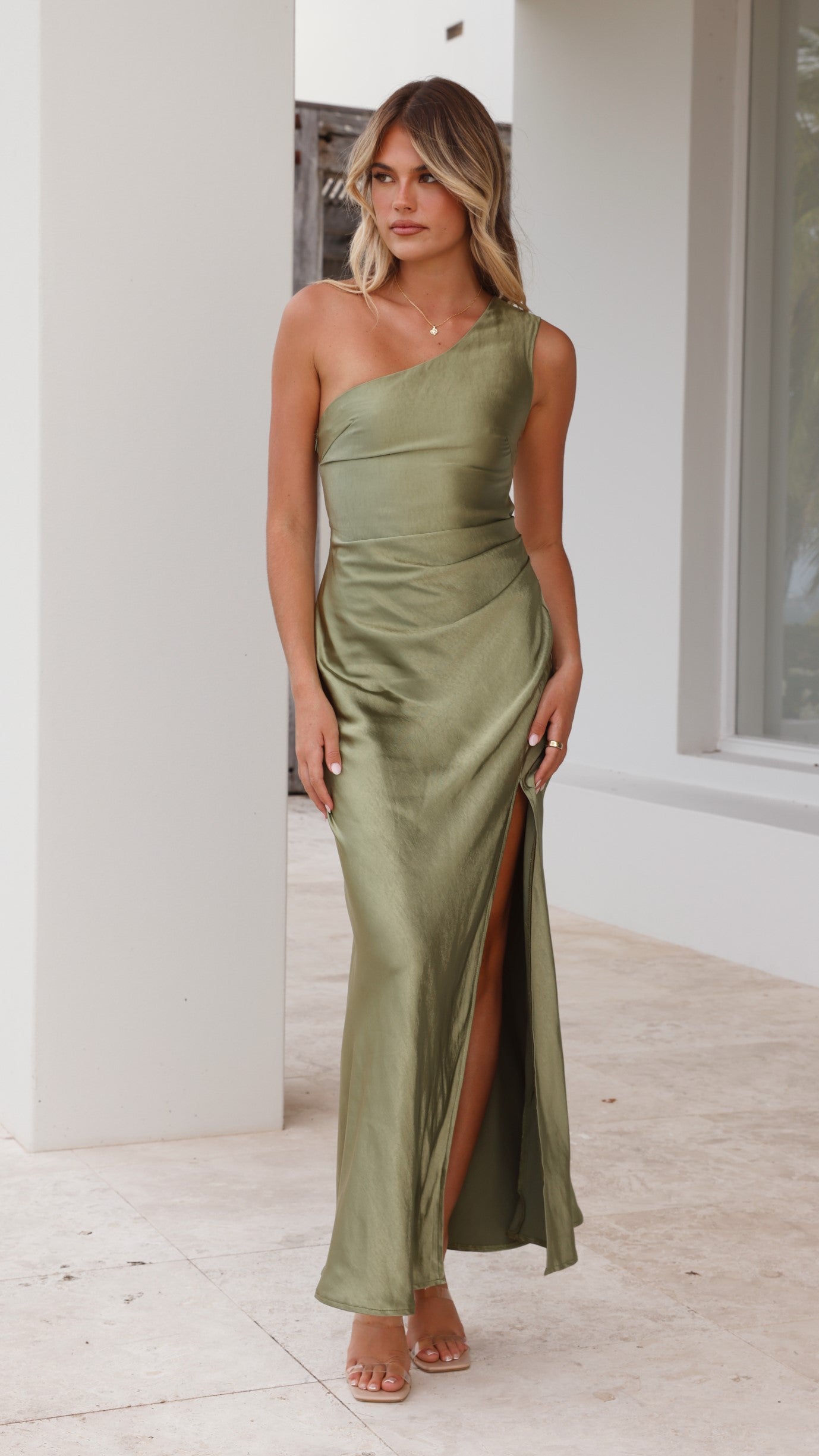 Victoria Maxi Elbise - Zeytin