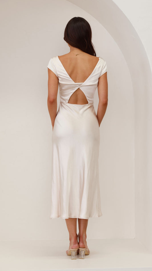 Ivana Midi Elbise - Şampanya