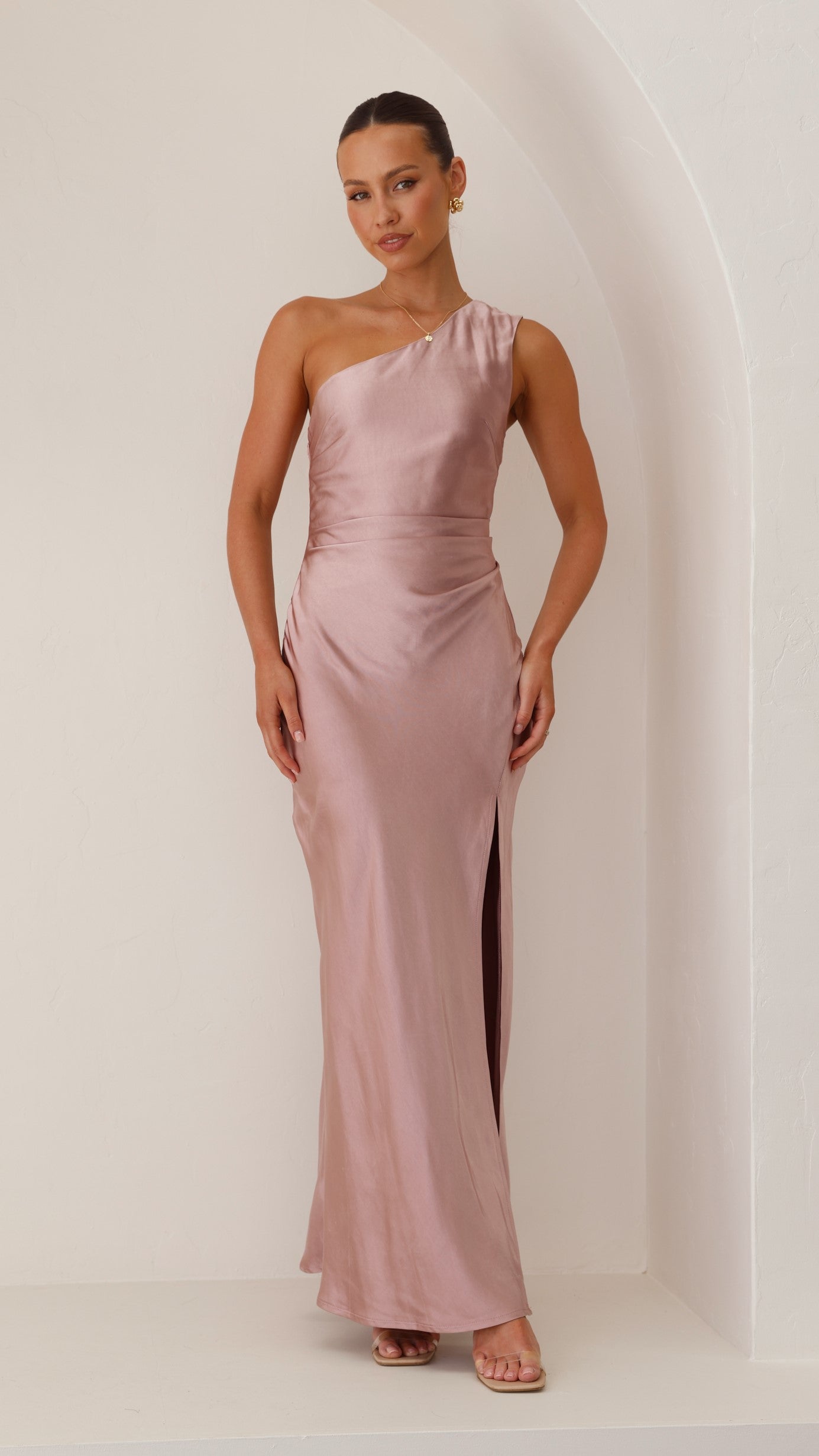 Victoria Maxi Elbise - Puslu Pembe