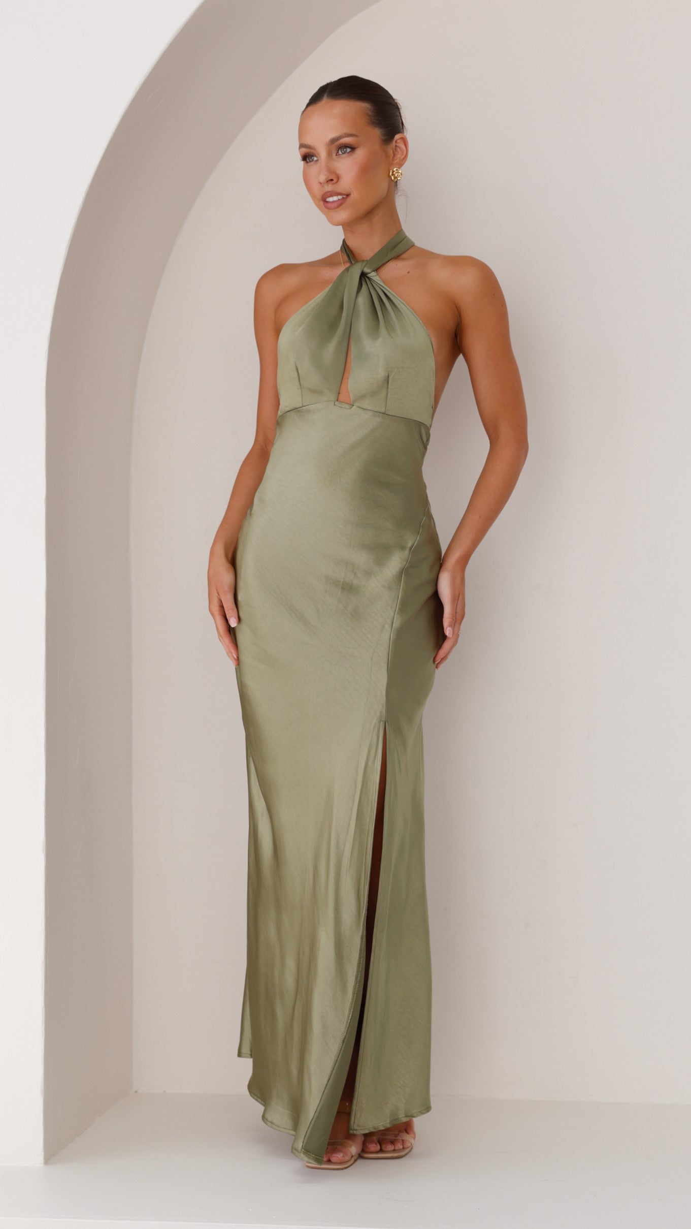 Amalia Maxi Elbise - Zeytin