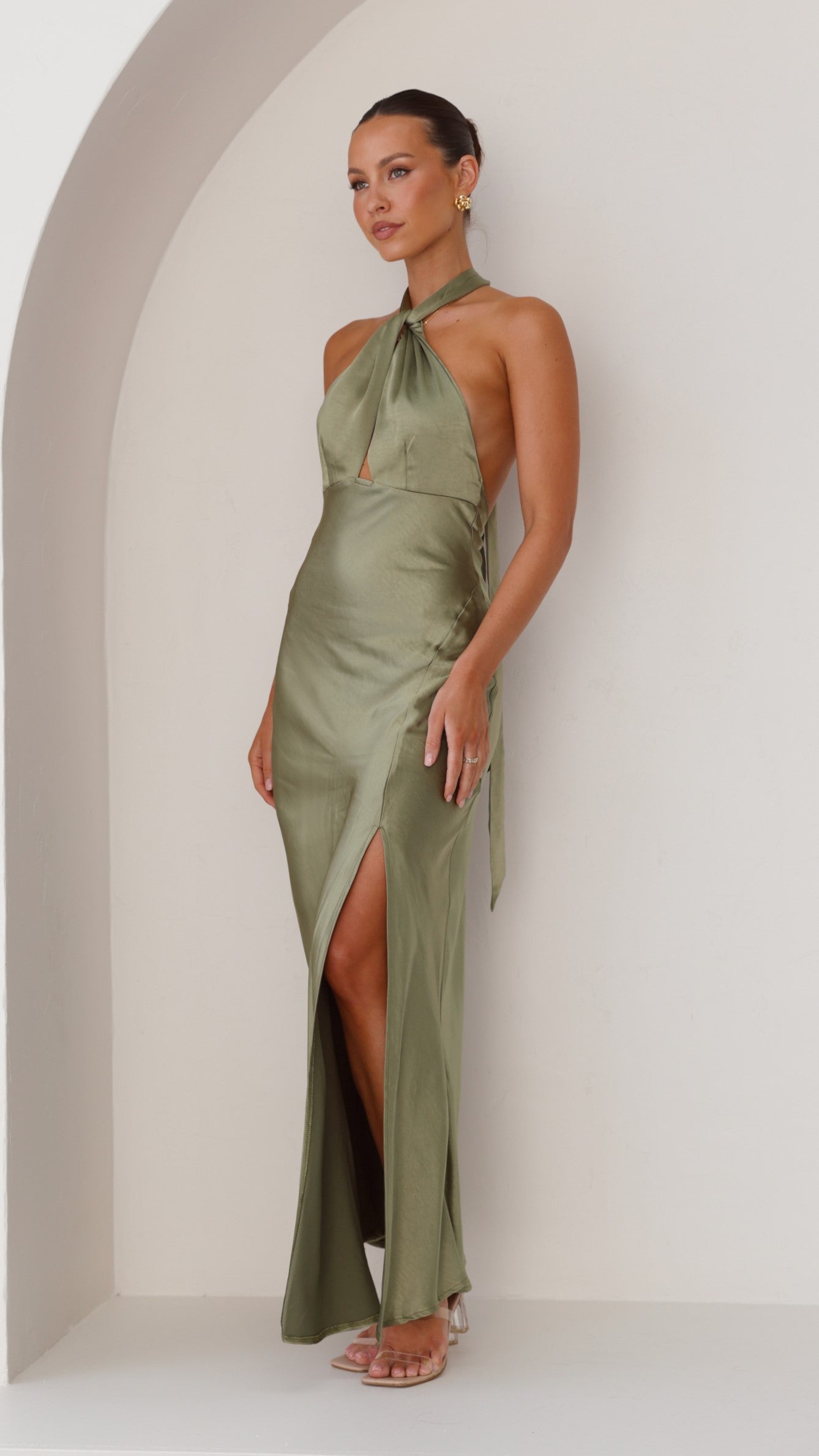 Amalia Maxi Elbise - Zeytin