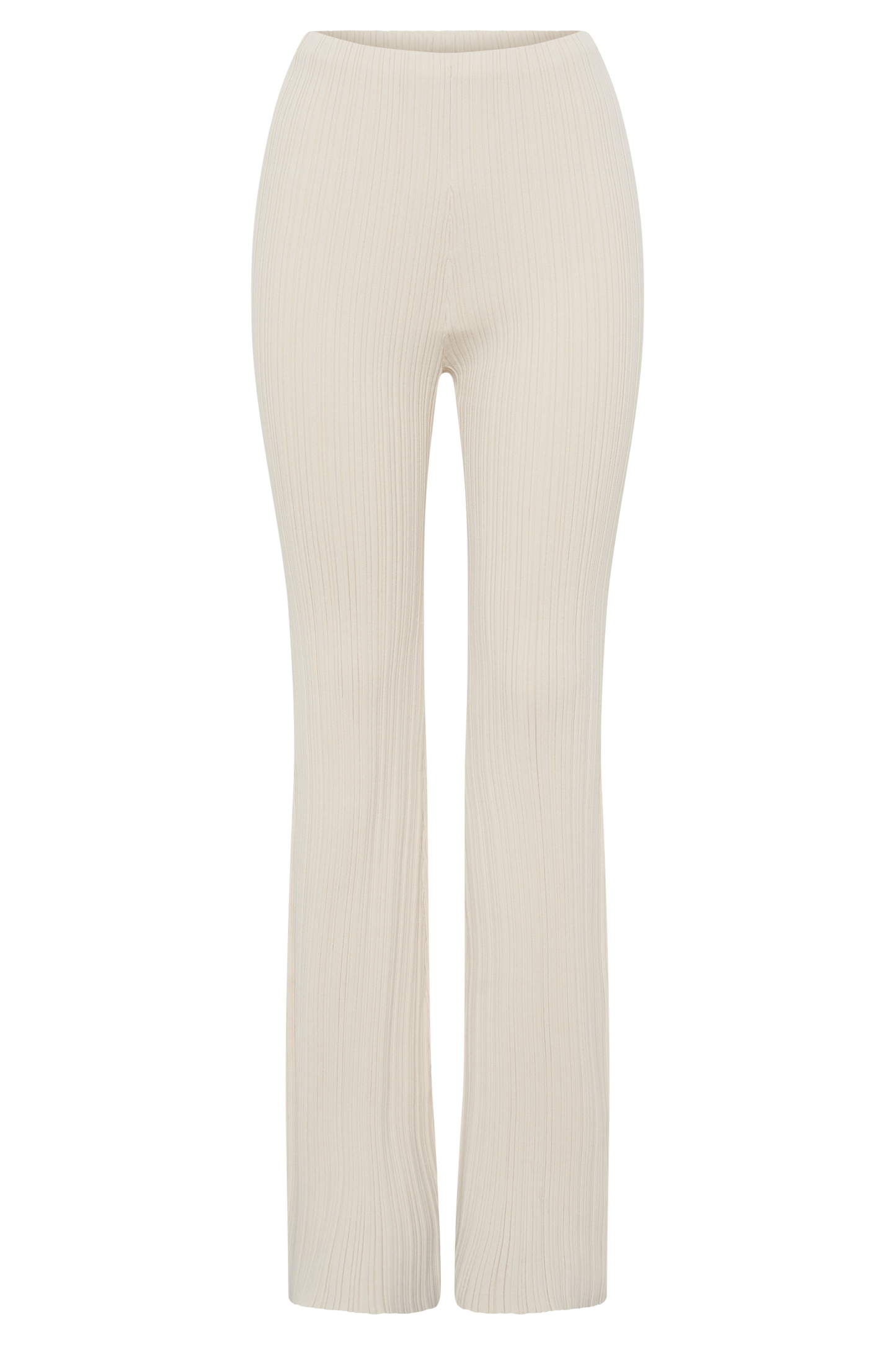 Chiara Düz Paça Triko Pantolon - Krem