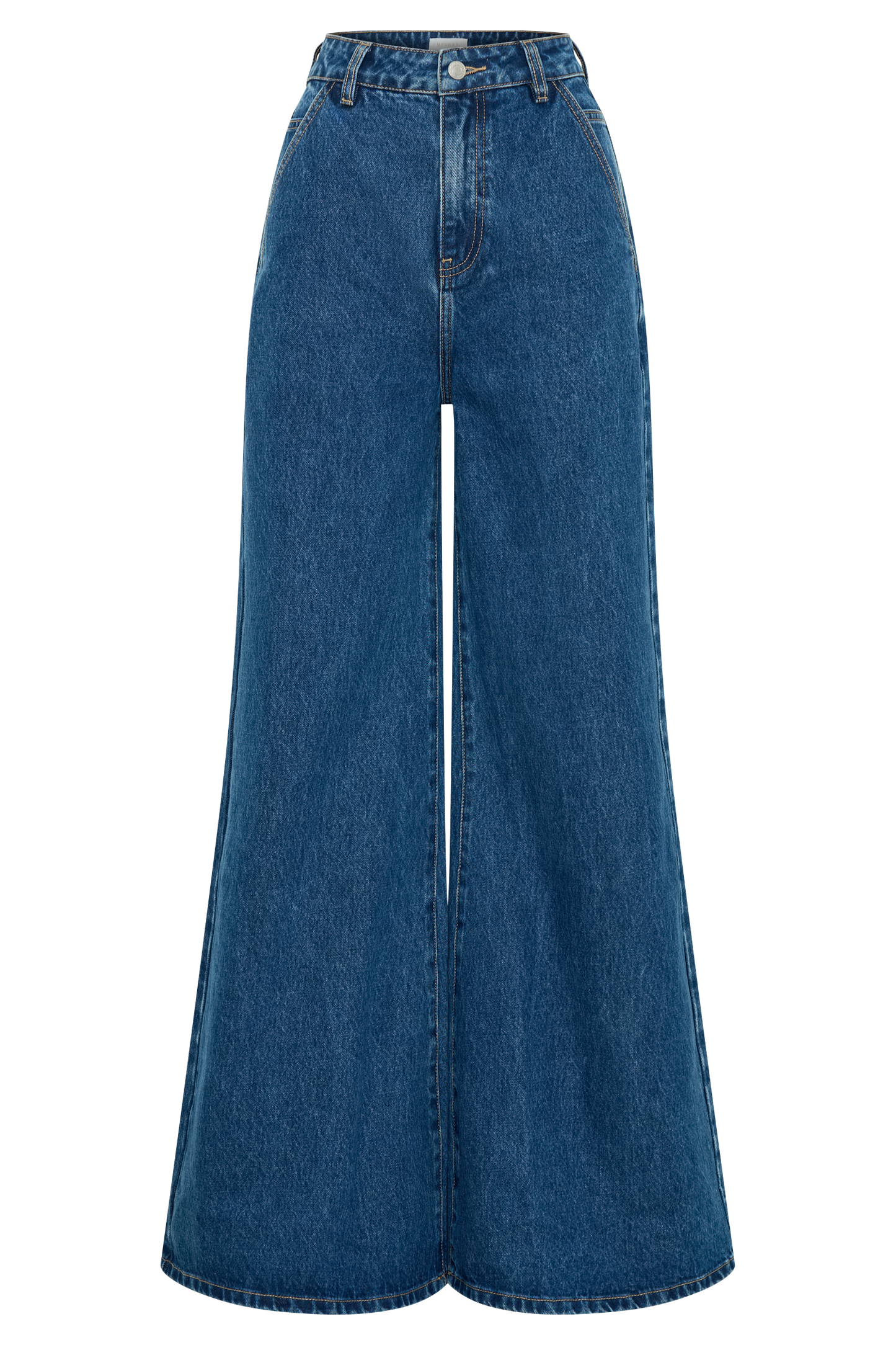 Jen Geniş Paça Fırfır Denim Pantolon - Koyu Mavi