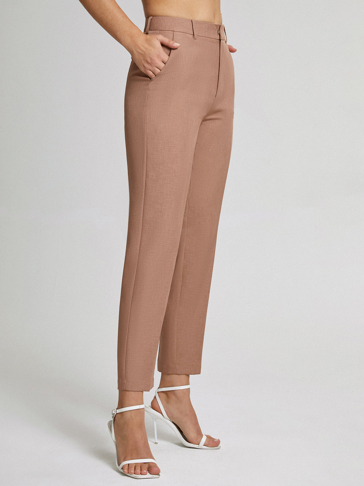 High Waist Short Skinny Straight Leg Pants