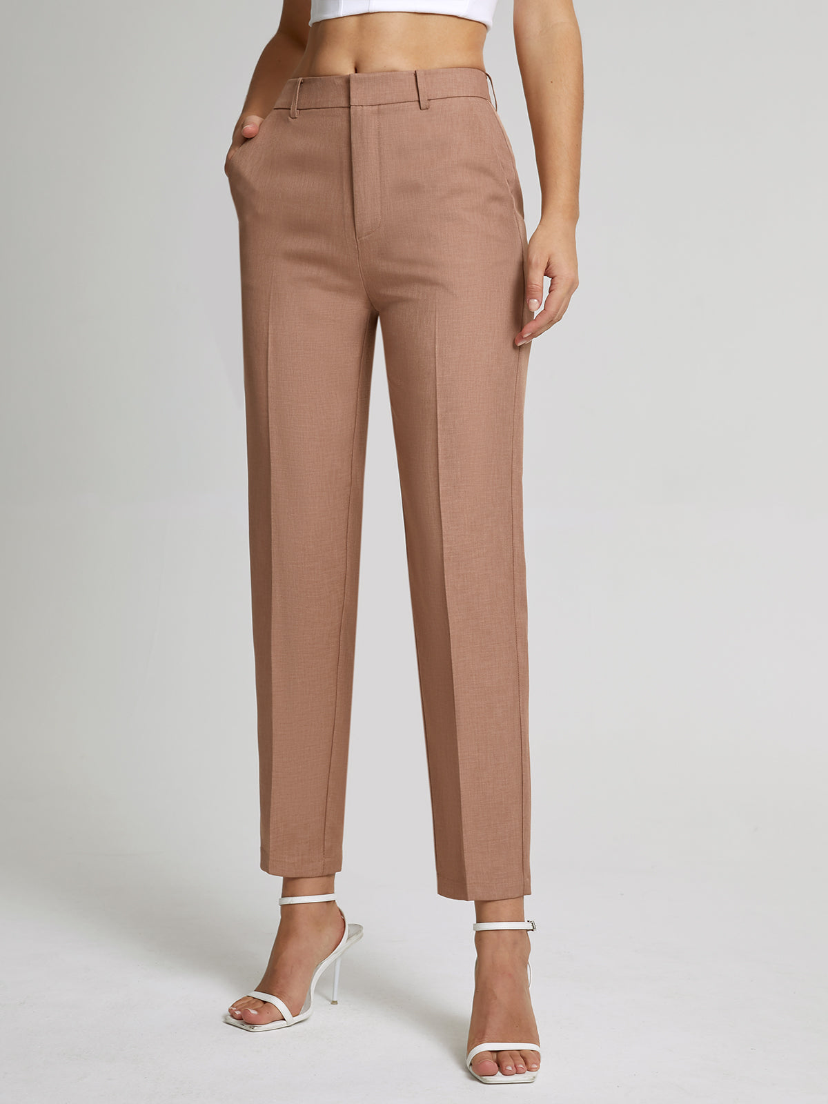 High Waist Short Skinny Straight Leg Pants