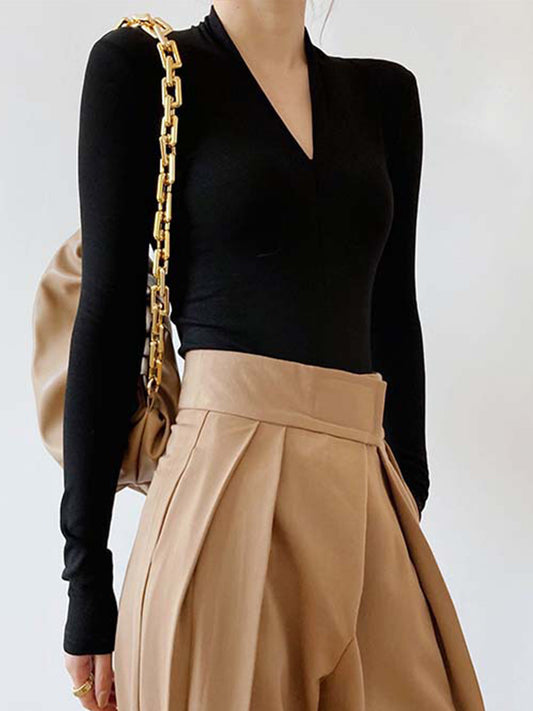 Sade Uzun Kollu Örgü Üst