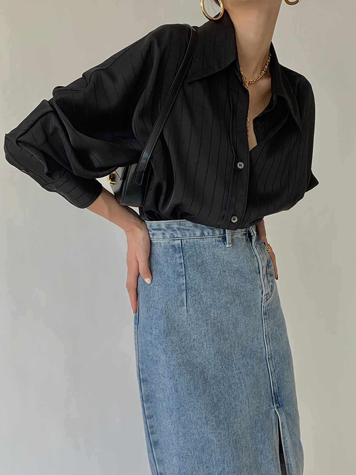 Charlotte Oversized Düğmeli Yaka Gömlek