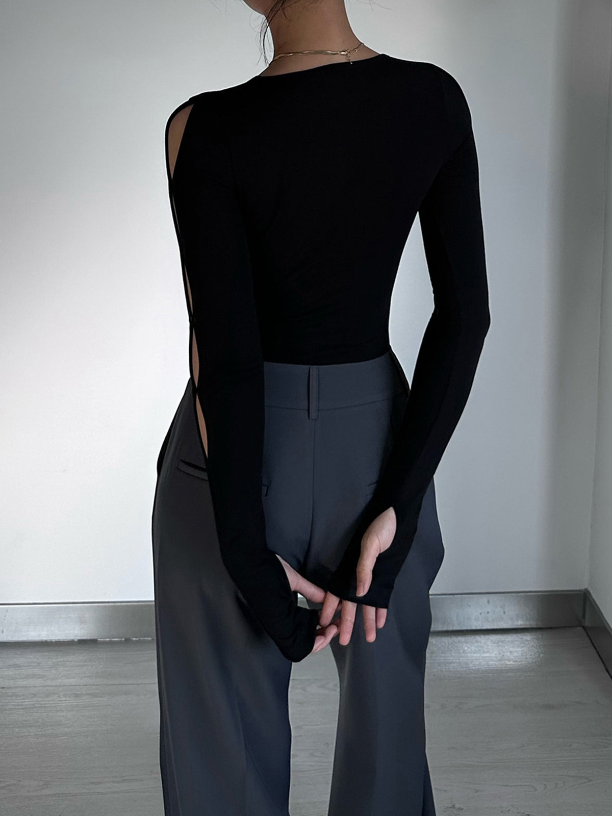 Anahtarlı Kesim Uzun Kol Bodysuit