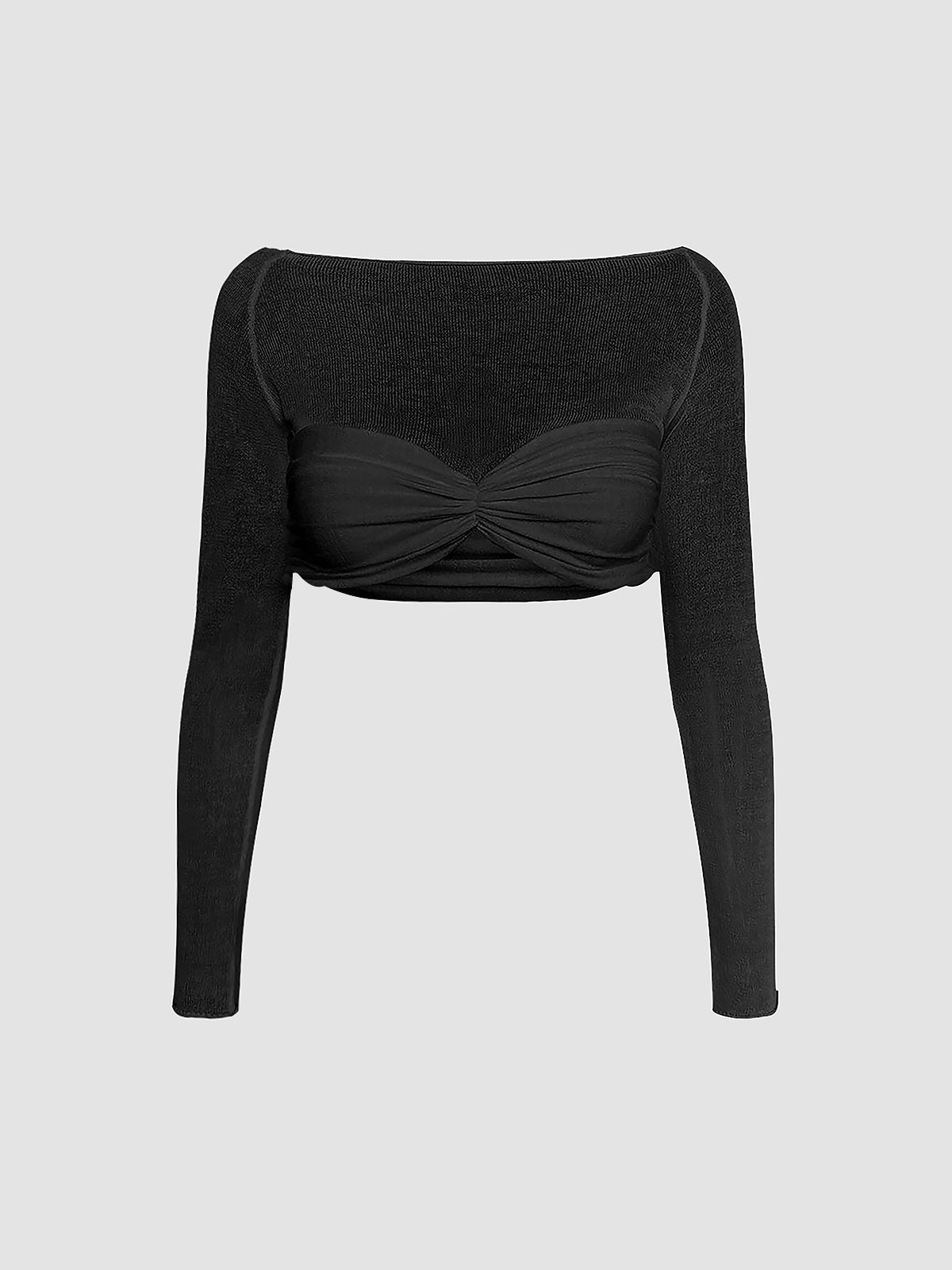 Yarım Şeffaf Off-Shoulder Ağ Mesh Kısa Tişört