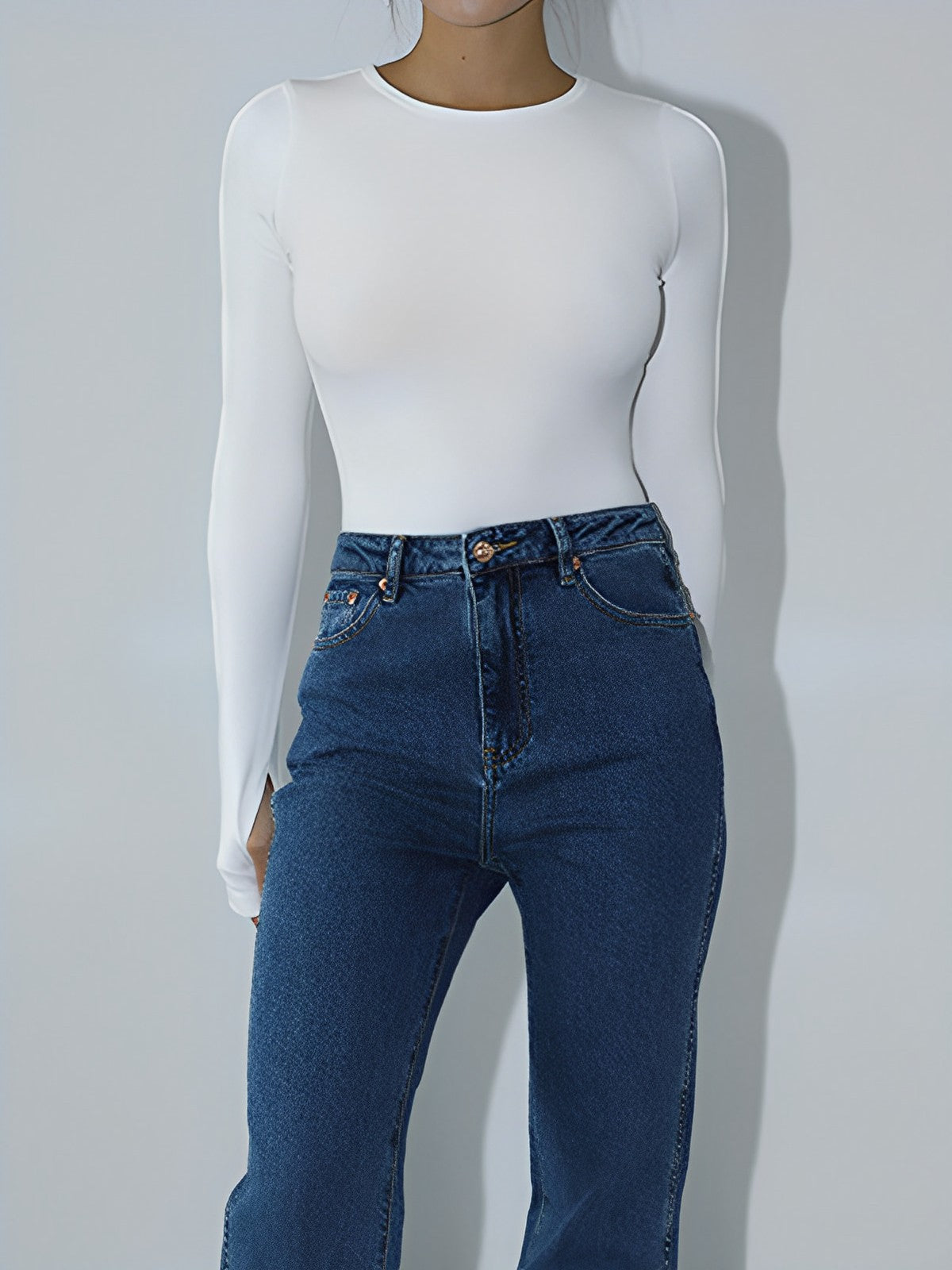 Anahtarlı Kesim Uzun Kol Bodysuit