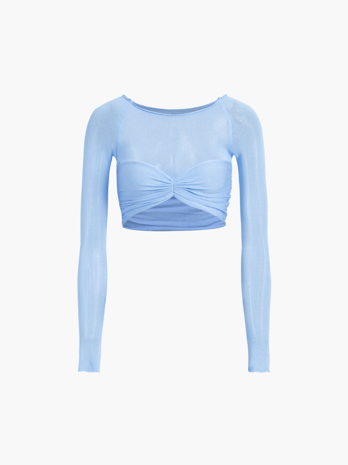 Yarım Şeffaf Off-Shoulder Ağ Mesh Kısa Tişört