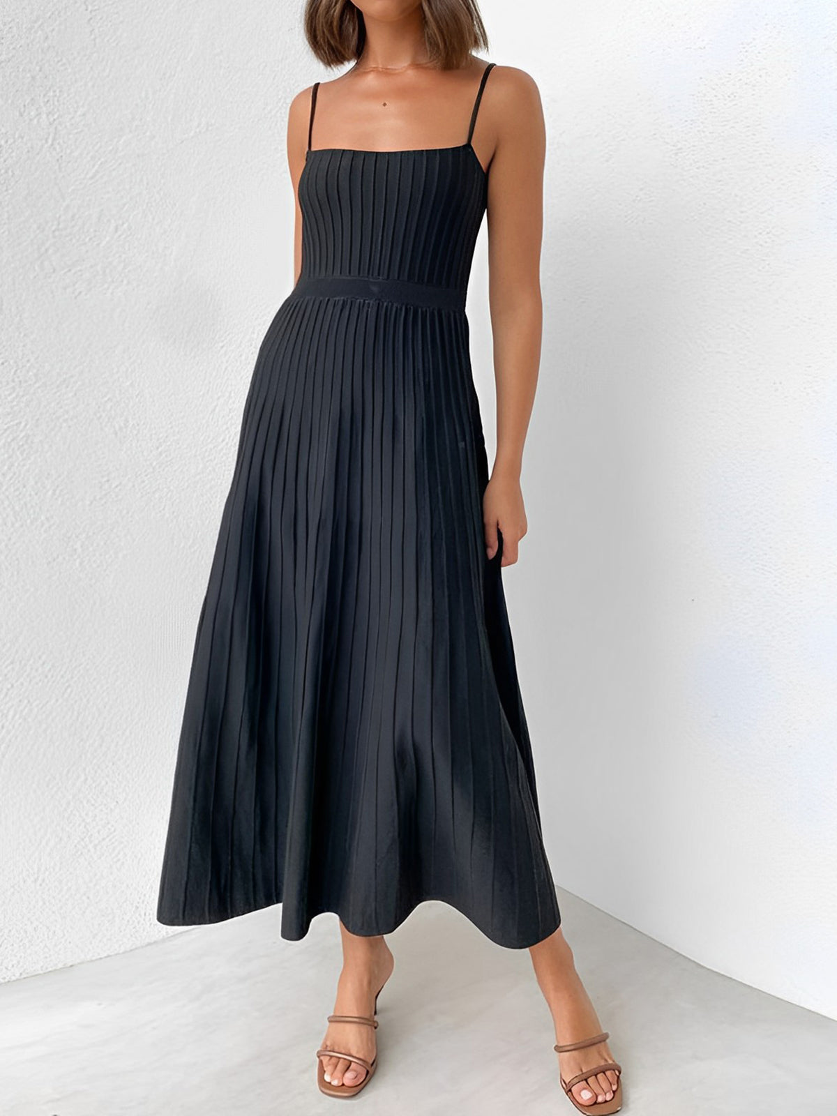 Rib Midi Elbise