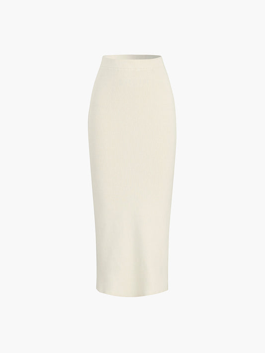 Rib Kesikli Maxi Etek