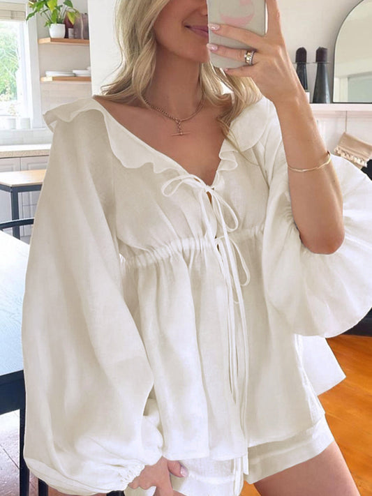 Pamuk ve Keten Kız Çocuk Tulum Melodisi İki Parça Şort Takımı