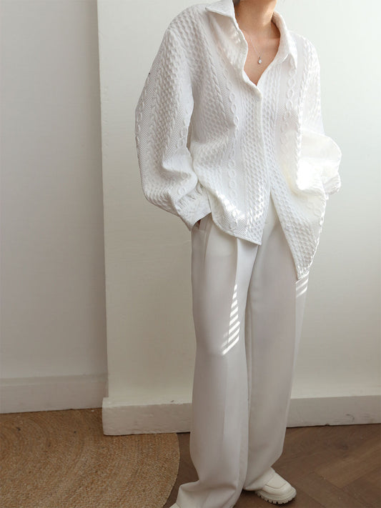 Kablo Örgü Oversize Gömlek