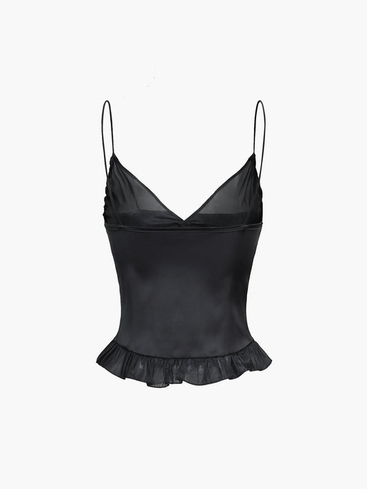 Balletcore Saten Mesh Bustiyer Cami Üst
