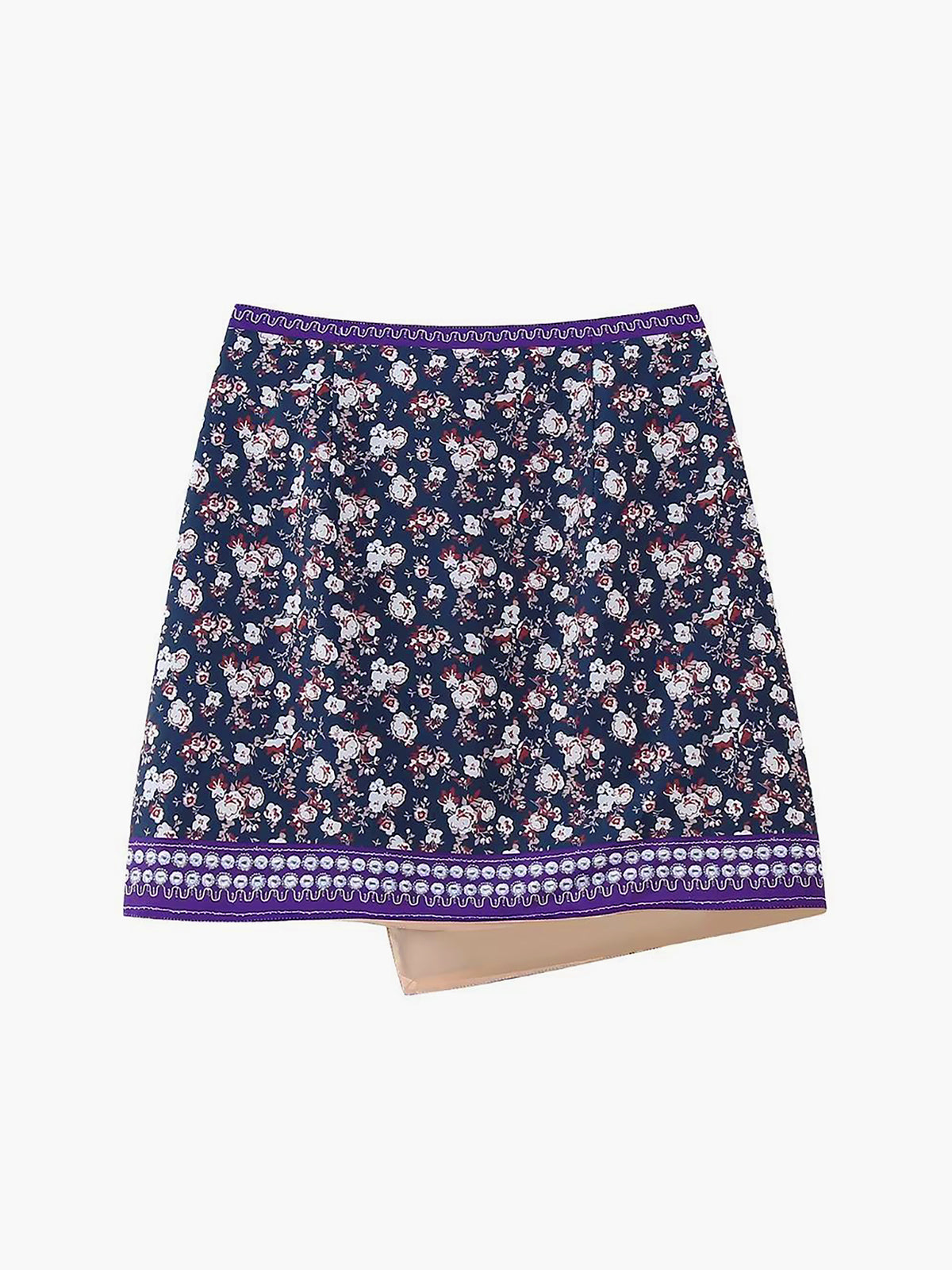 Asymmetric Floral Pattern Mini Skirt