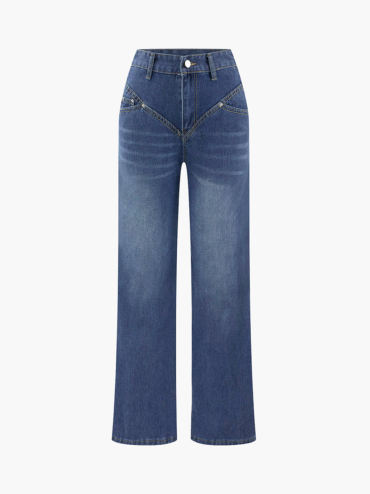 Vintage Yıkama Denim Düz Paça Kot Pantolon