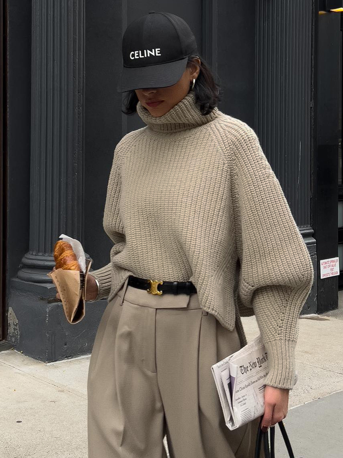 Sade Oversized Ribana Triko Yüksek Yakalı Kazak