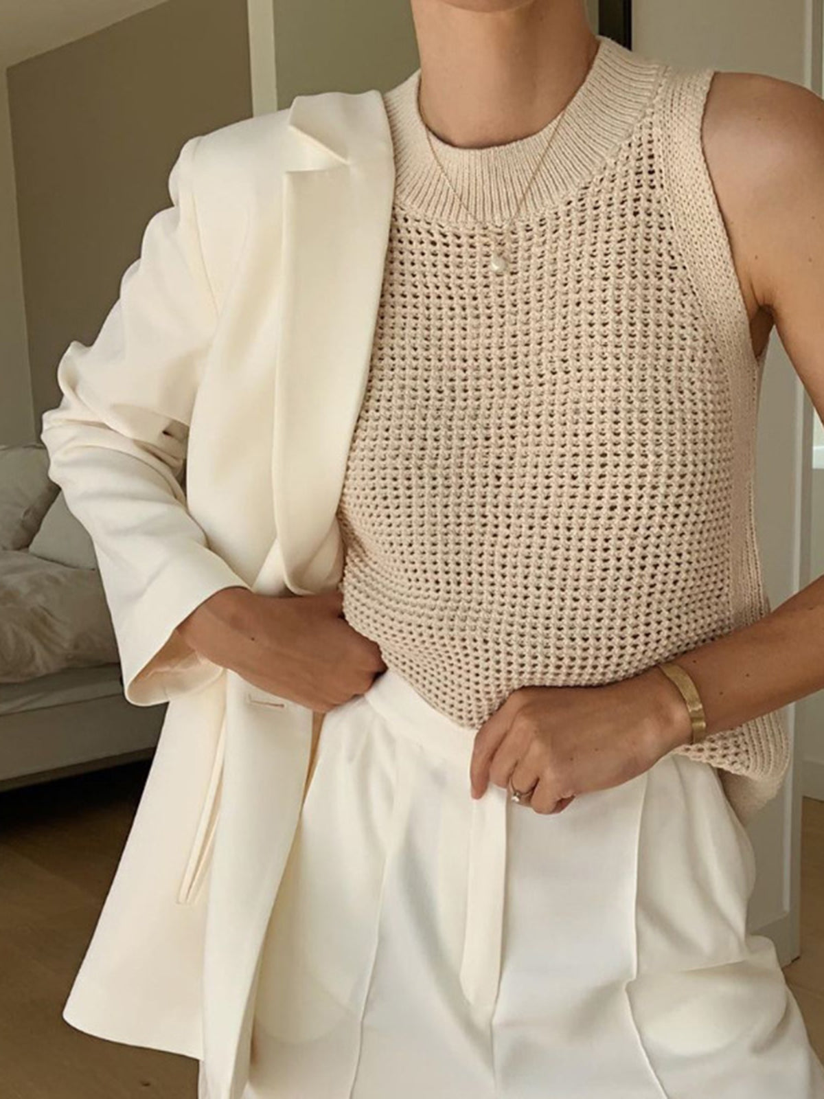 Knit Hollow Düz Askılı Üst