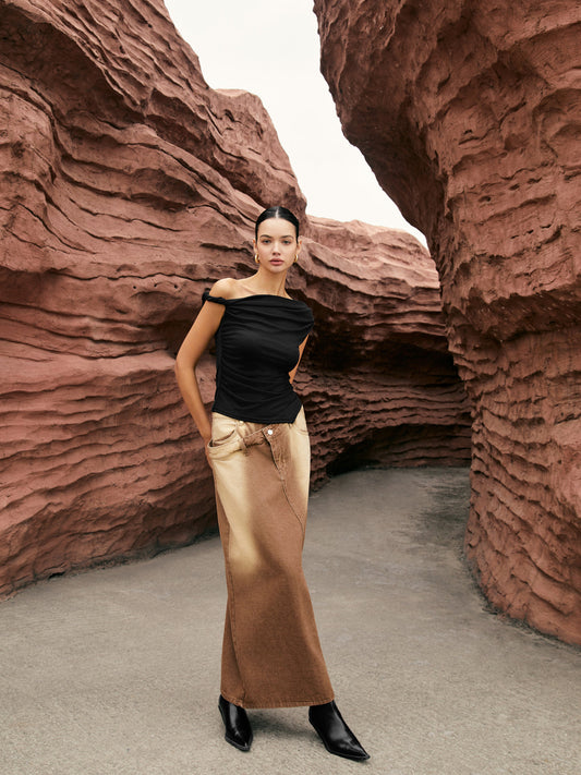 Asimetrik Düğümlü Tek Omuz Üst