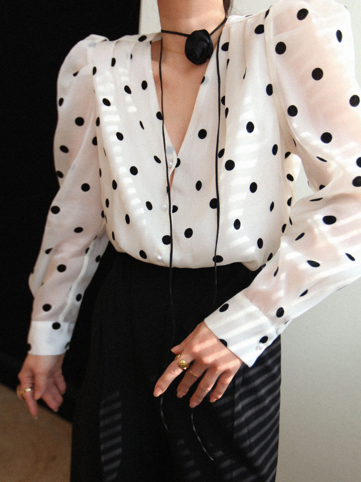 Şeffaf Dots Bluz