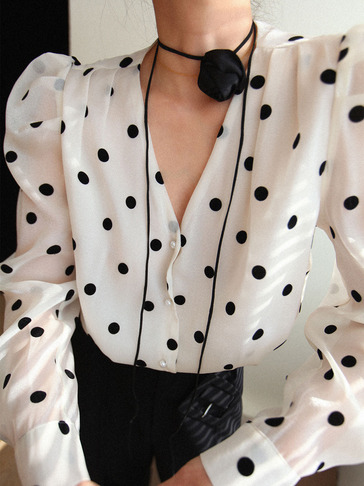 Şeffaf Dots Bluz