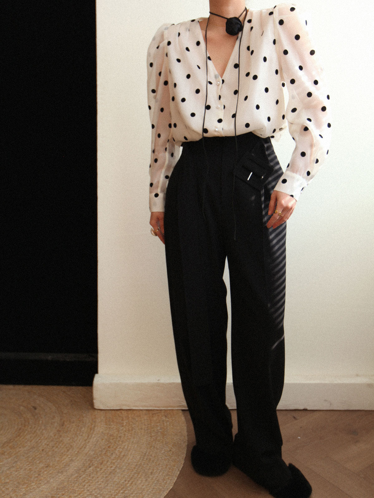 Şeffaf Dots Bluz
