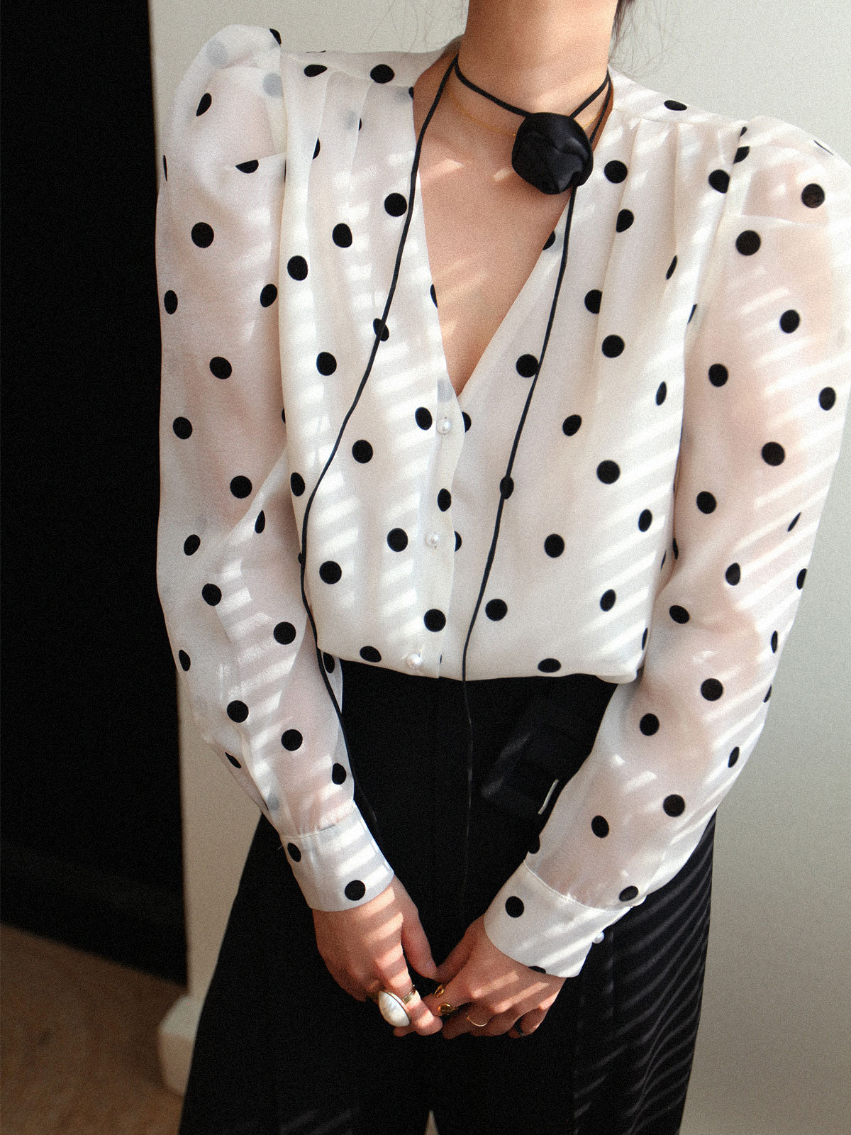 Şeffaf Dots Bluz