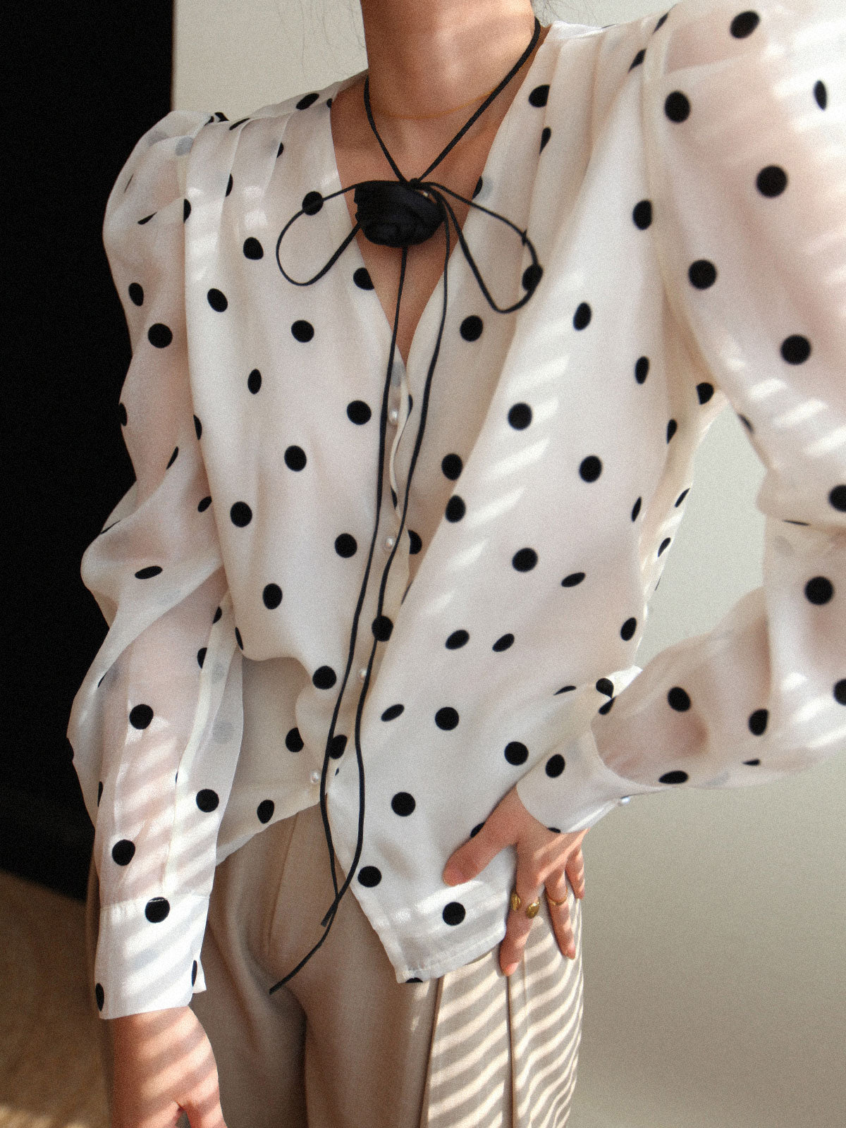 Şeffaf Dots Bluz