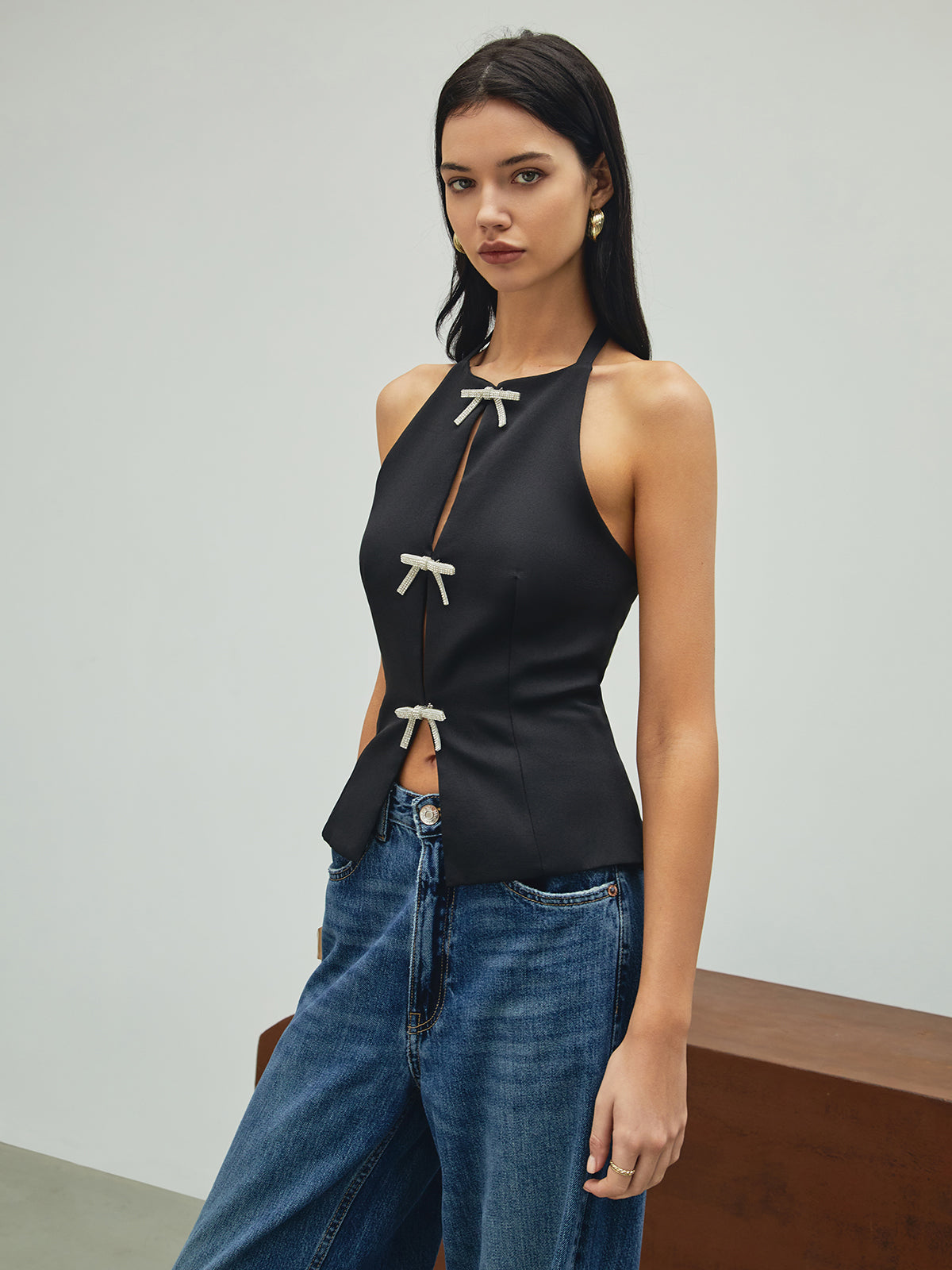 Strass Yaylı Dekor Halter Atlet Üst