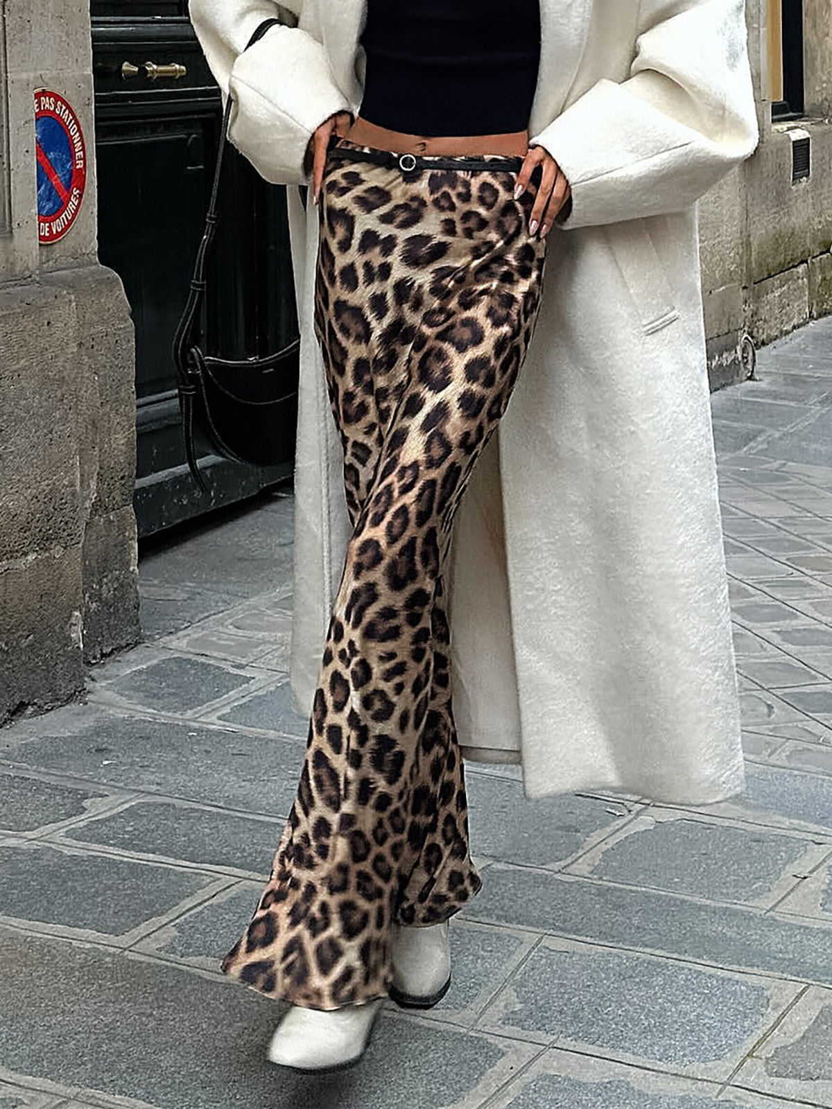 Leopar Desenli Dar Maxi Etek