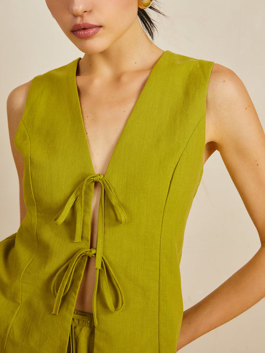 Pamuk V Yaka Ön Bağlamalı Etek Takımı