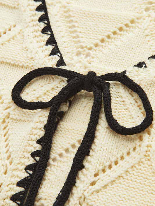 Düğümlü Kontrast Kenar Süveteri