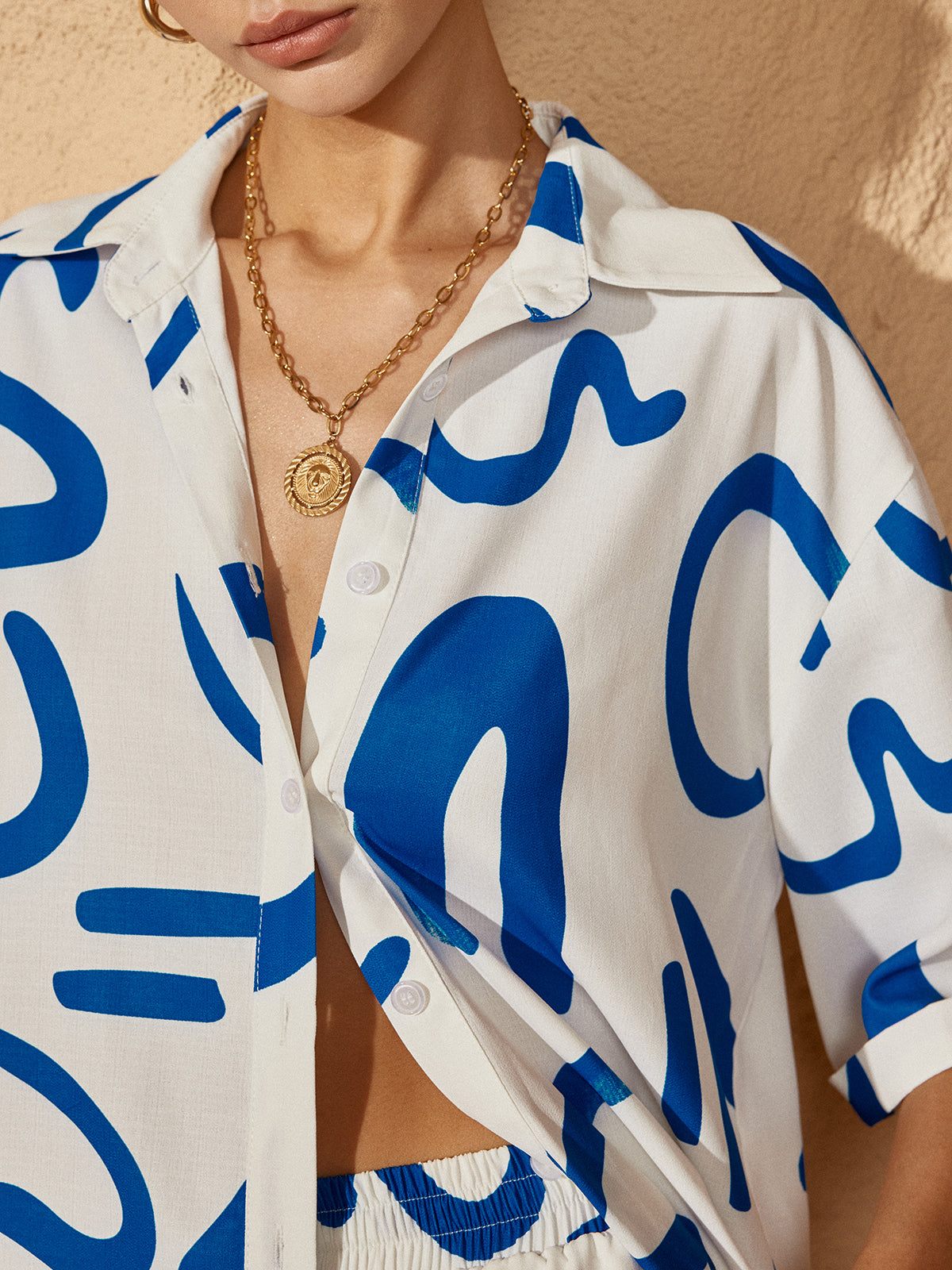 Baskılı Drawstring Shift Şort Takımı