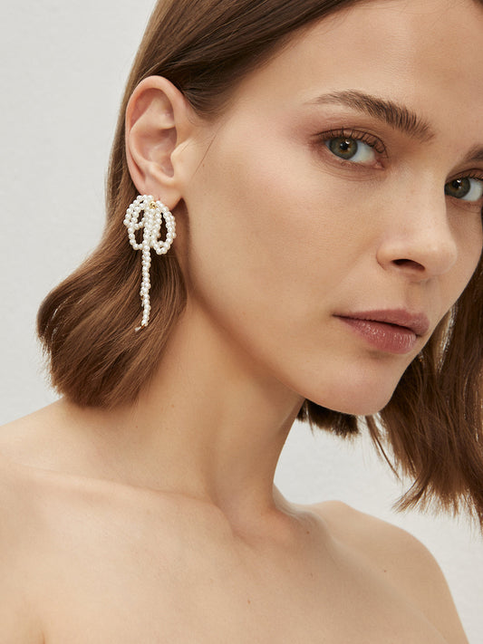 Kurdele İnci Sarkan Küpeler