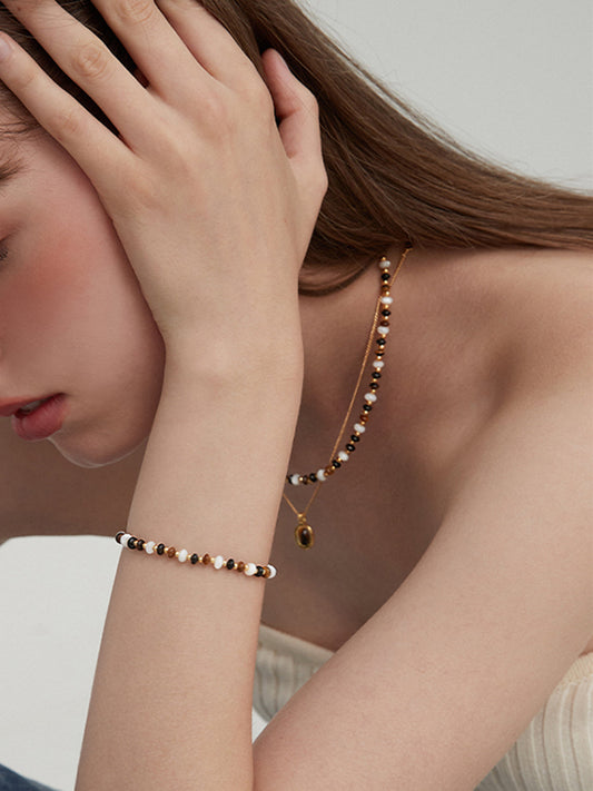 Kaplan Göz Taşı Boncuklu Bilezik