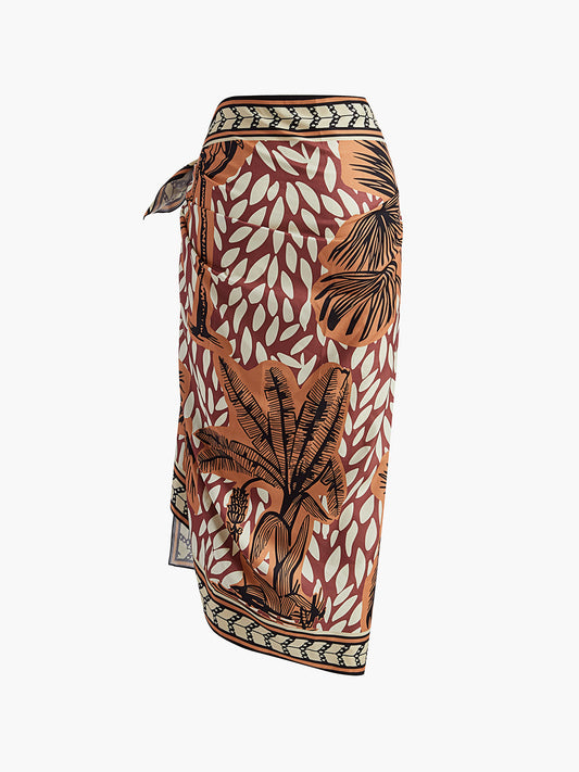 Çiçek Baskılı Düğümlü Pareo