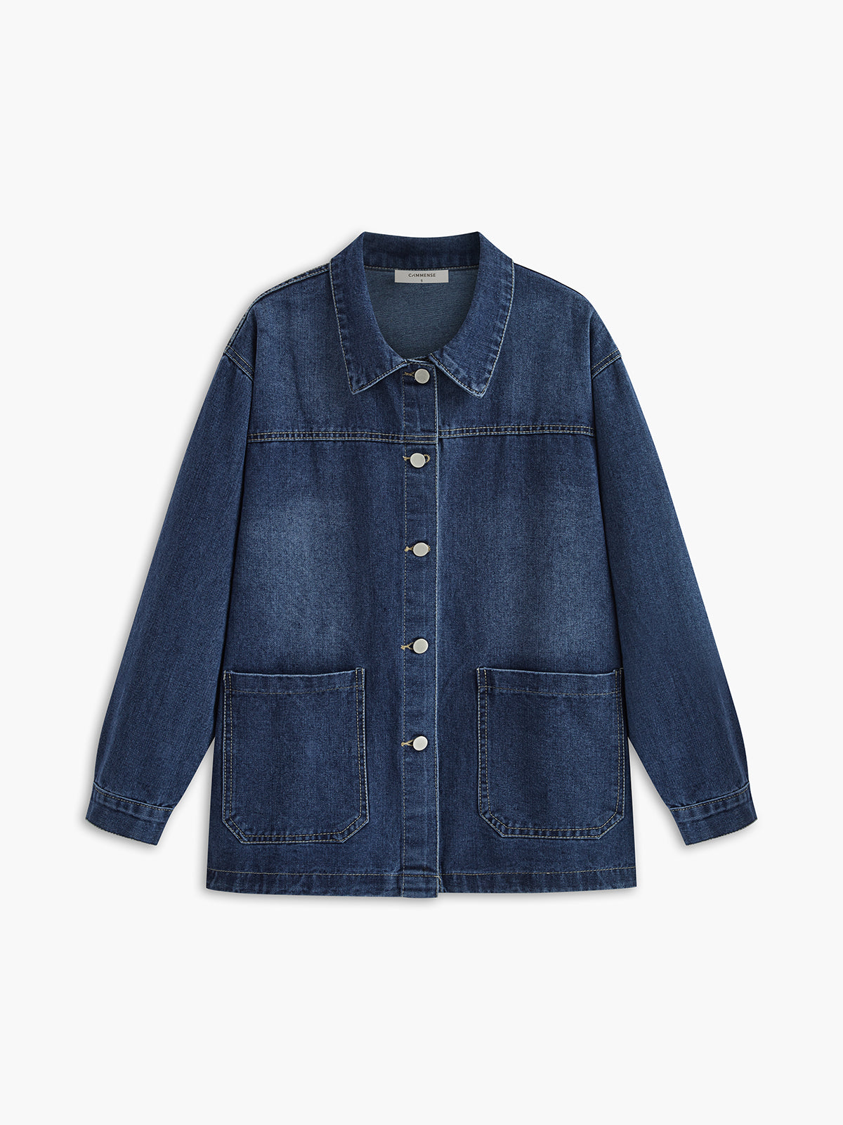 Sıradan Göğüslü Reverek Denim Ceket