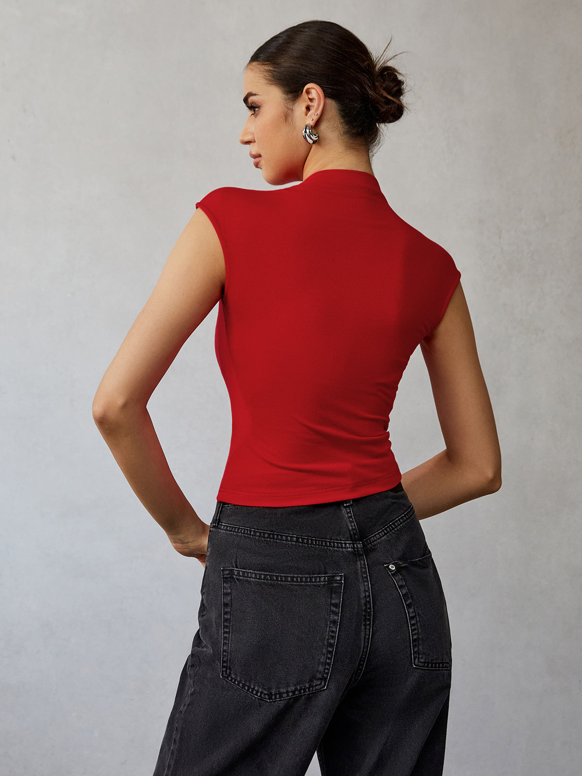 Mock Neck Kısa Kol T-Shirt